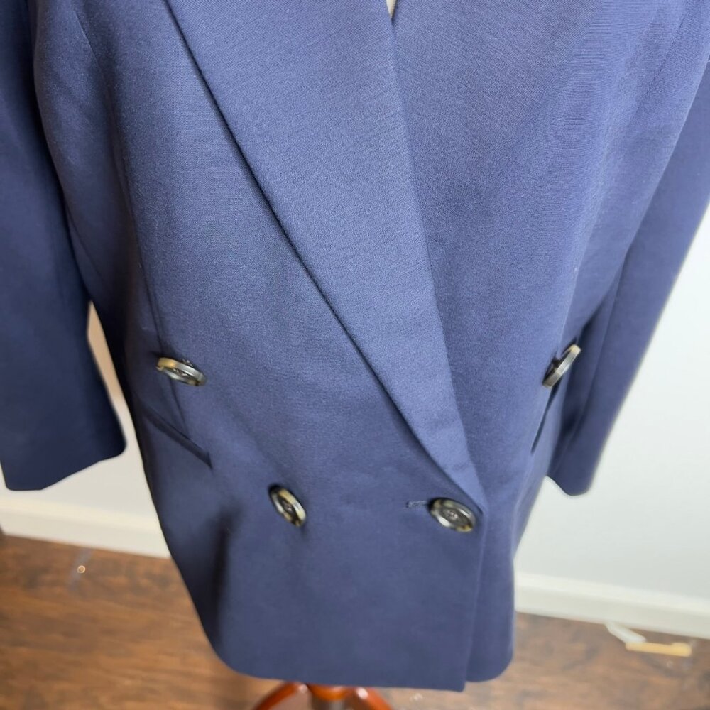 J.Crew $278 Petite Double Breasted Relaxed Blazer City Twill Navy Size P0 BX787 - Picture 7 of 10